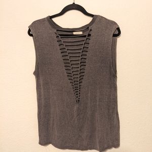 Grey tank top with cut out